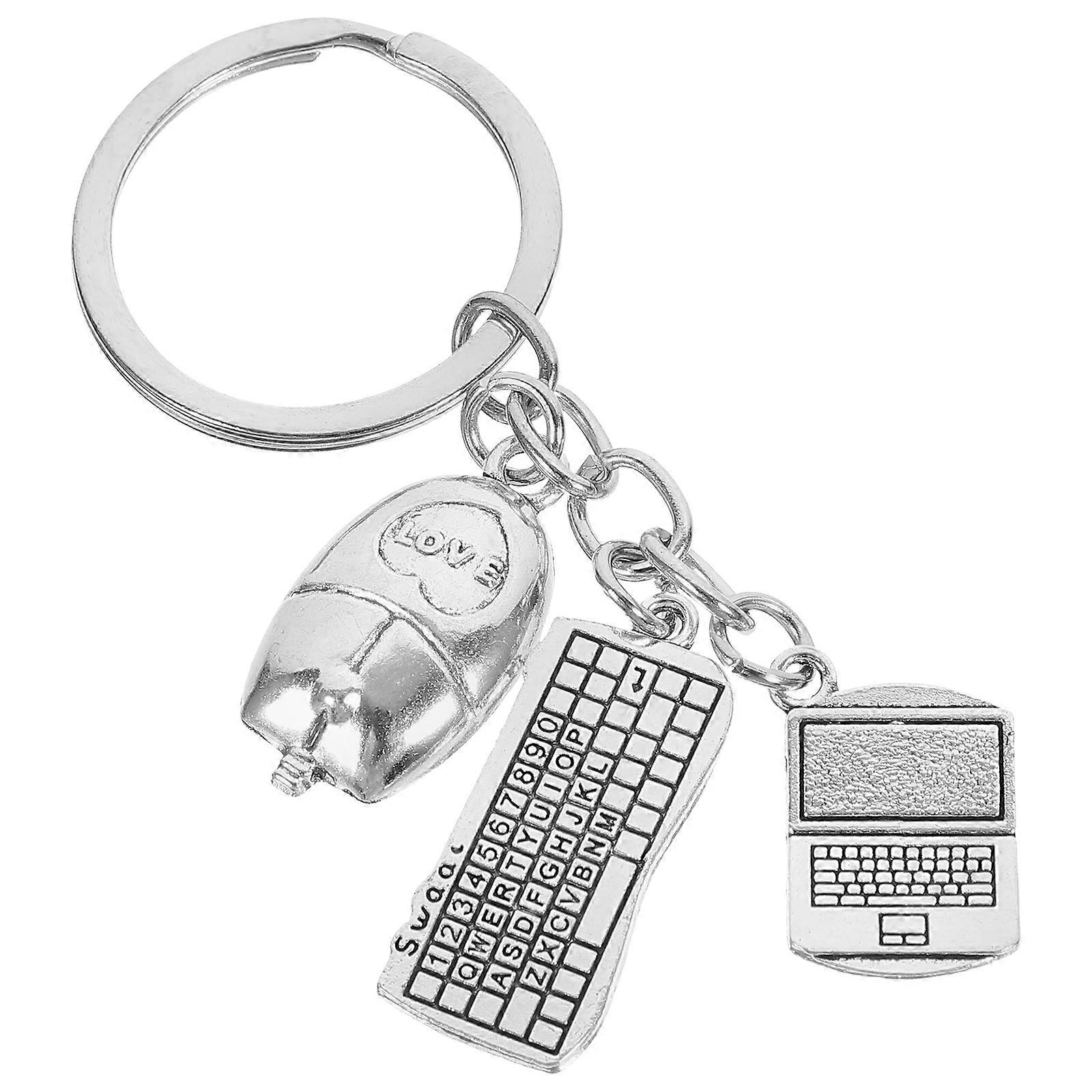 Hanging Keyboard Mouse Keychain Pendant Unique Backpack Charm Novelty Keyring for Computer Lovers, Programmers, and Tech Enthusiasts