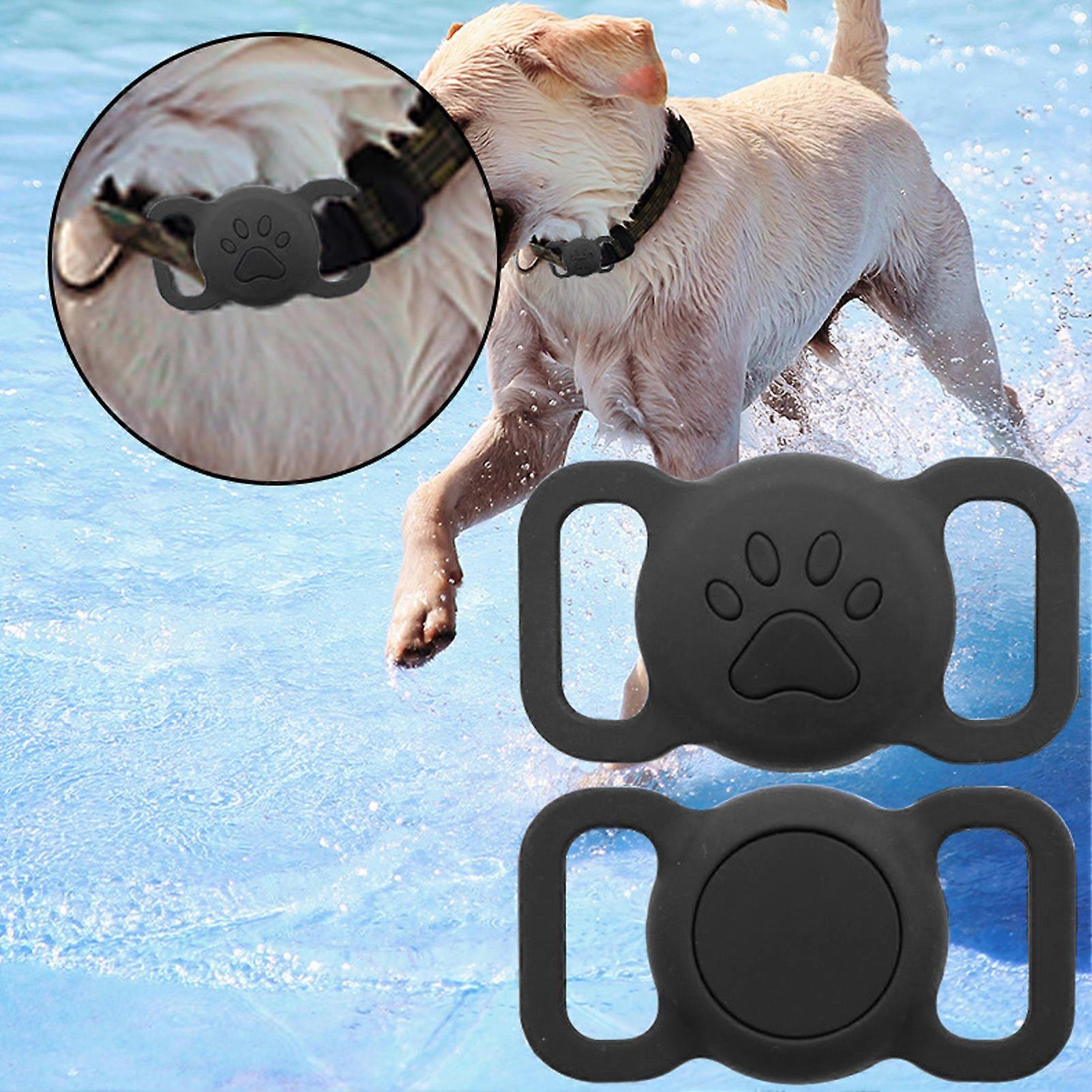 エアタグ用6pcsペットカラーホルダーシリコンアンチロスト保護猫用首輪ケース猫犬ペットカラーブラック