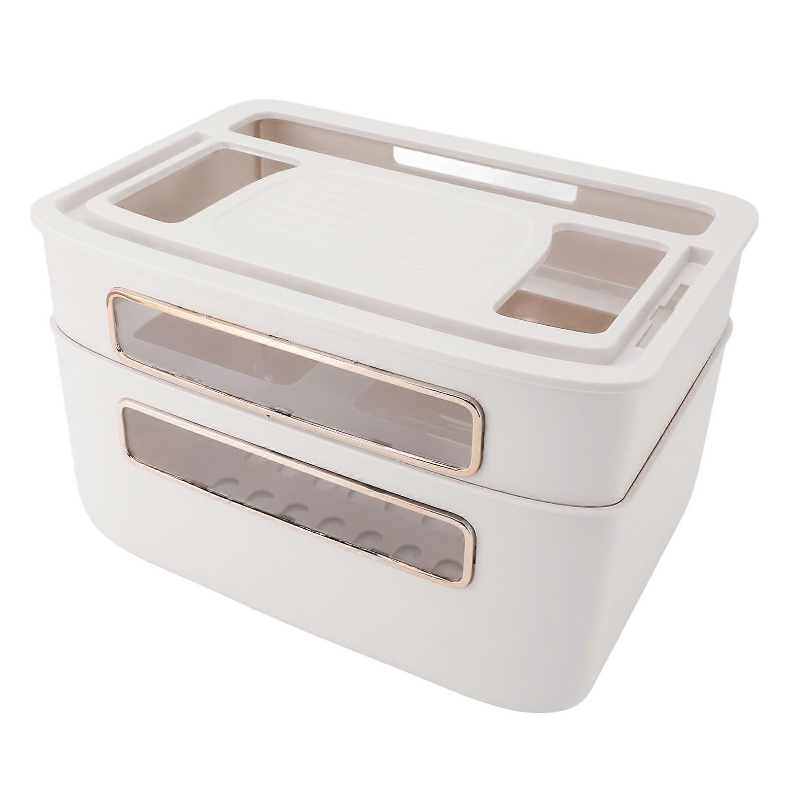 Router Storage Box 2 Layer Dust Proof Multifunctional with Lid Cable Management Router Box for Modem Network Cable Remote Control 