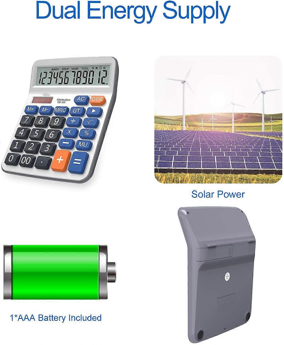 Large Lcd Display Button Electronic 12-Bit Desktop Minimalist Calculator (5M)