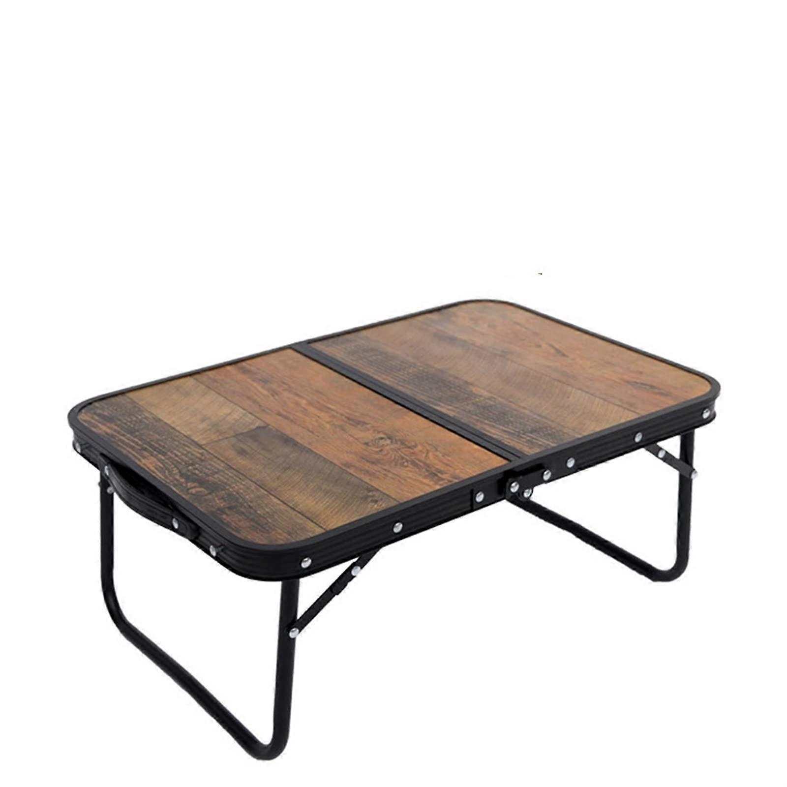 Picnic Tables Camping Table Aluminium Alloy Folding Table Travel Picnic Multipurpose Retro Wood Grain Hiking