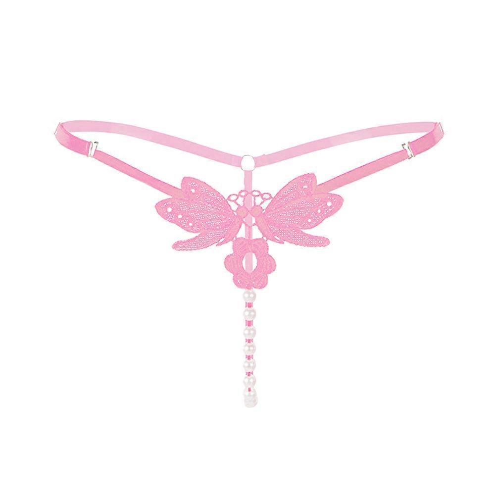 T-Back Thong Lingerie Women Underwear Imitation Pearl Pink Modern Design Self-Use 1Pcs