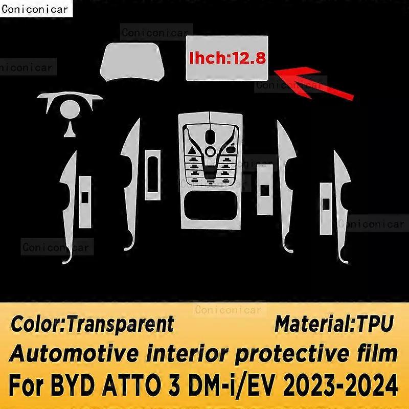 Exquisite For BYD ATTO 3 DM-i EV YUAN PLUS 2022-2024 Gearbox Panel Navigation Screen Automotive Interior TPU Protective Film Anti-Scratch