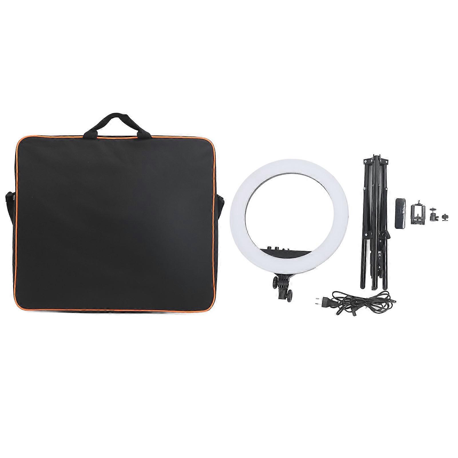 18" LED Ring Light with Tripod Stand - Stepless Dimming, Adjustable Color, EU Plug