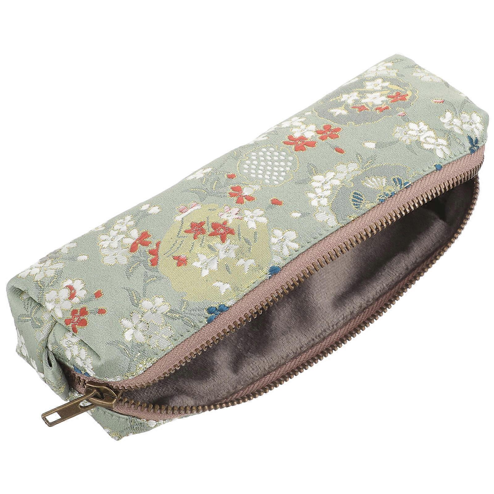 Cute Pencil Case Portable Pen Holder School Study Life Rectangular Green 18.5x7cm Large Capacity 1Pcs