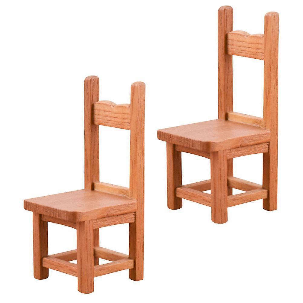 Miniature House Accessories Miniature Dollhouse Chair Synthetic Material Decoration For Model Lovers 2Pcs