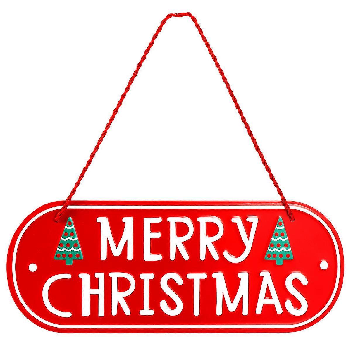 Hanging Decorations For Home Rectangular Iron Christmas Hanging Sign Wall Hanging Elegant Design 30X12cm 1Pcs