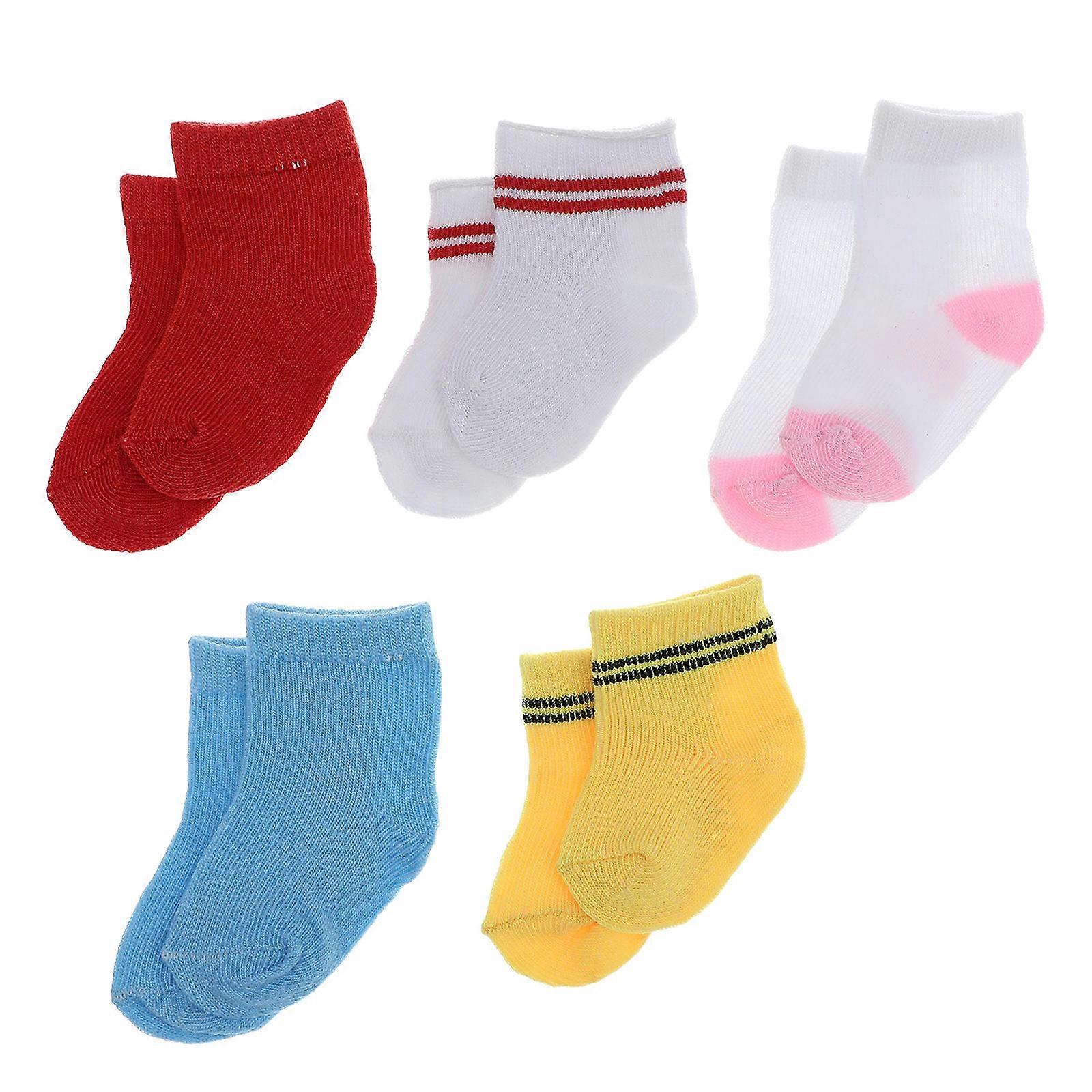 5 Pairs Multicolor Doll Socks Soft & Comfortable Fabric, Easy Wear, Elegant Designs for Doll Dress Up & Play