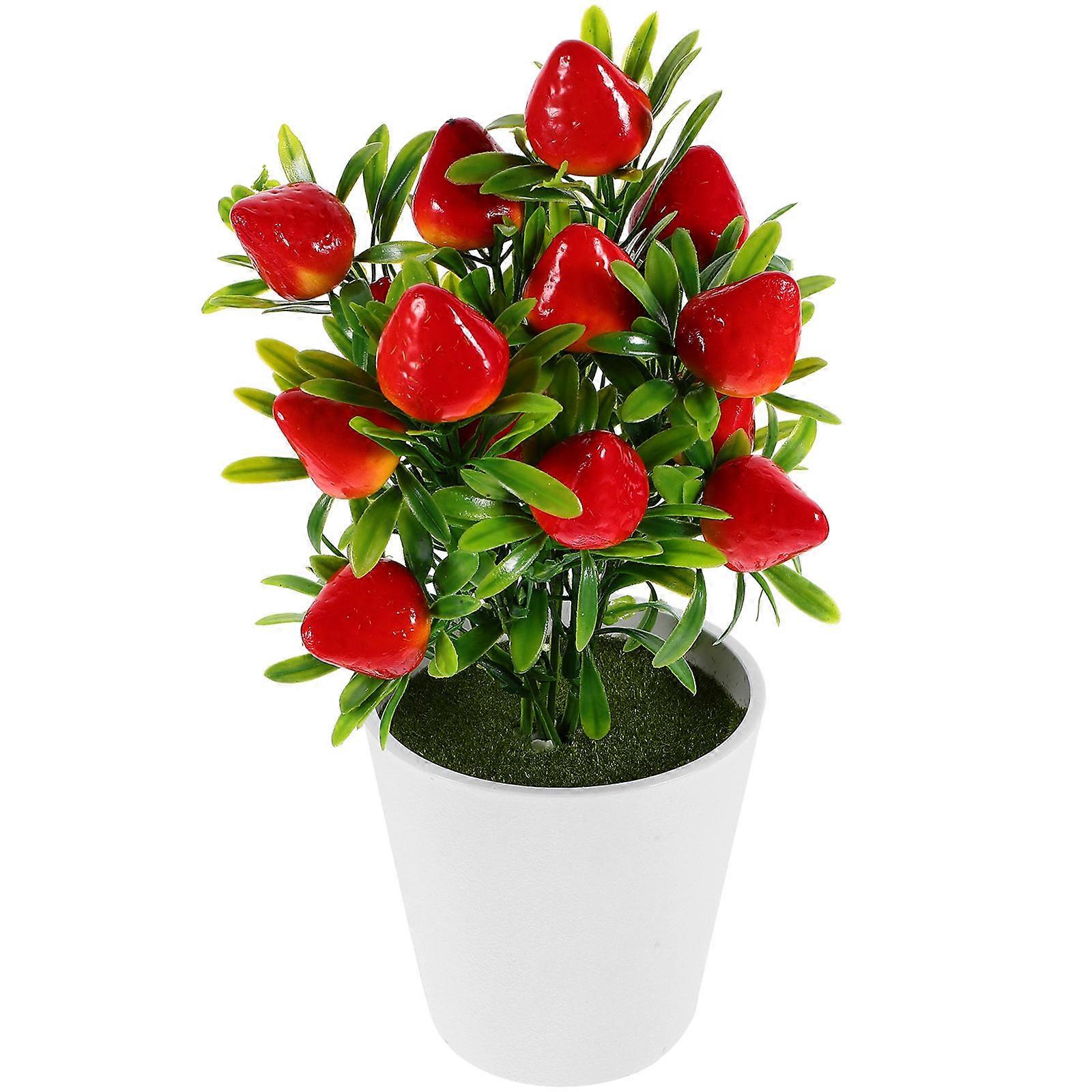 Realistic Artificial Strawberry Faux Fruit Stems For People Who Like Plants But Have No For Them 1Set