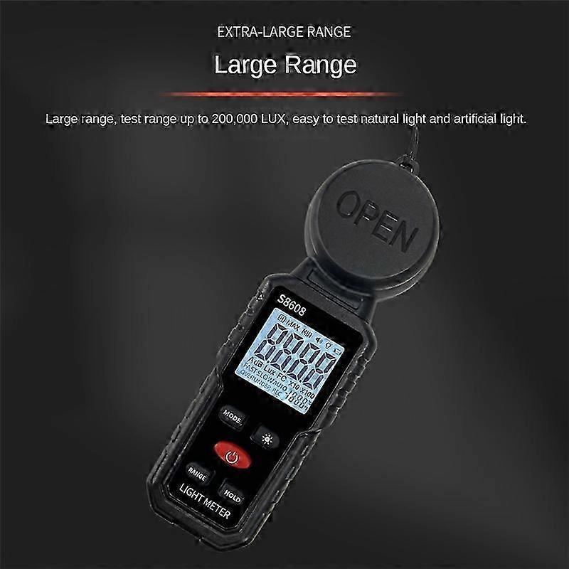 Digital Illuminance Light Meter Tester 200,000Lux Meter Luxmeter ToolBlack SZRH A-F