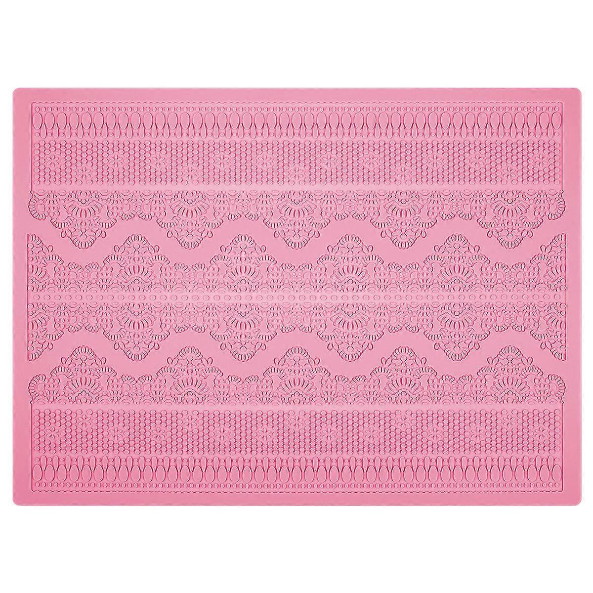 Lace Cake Border Fondant Molds Lace Texture Pink Baking Moulds For DIY Enthusiasts 1Set