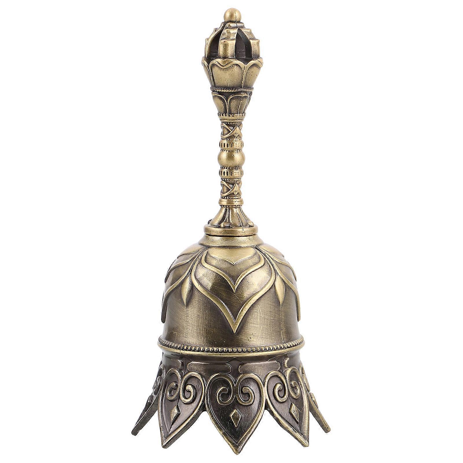 Loud Bell Hand Bell for Restaurant and Hotel Service Metal Lotus Flower Retro Style 1Pcs