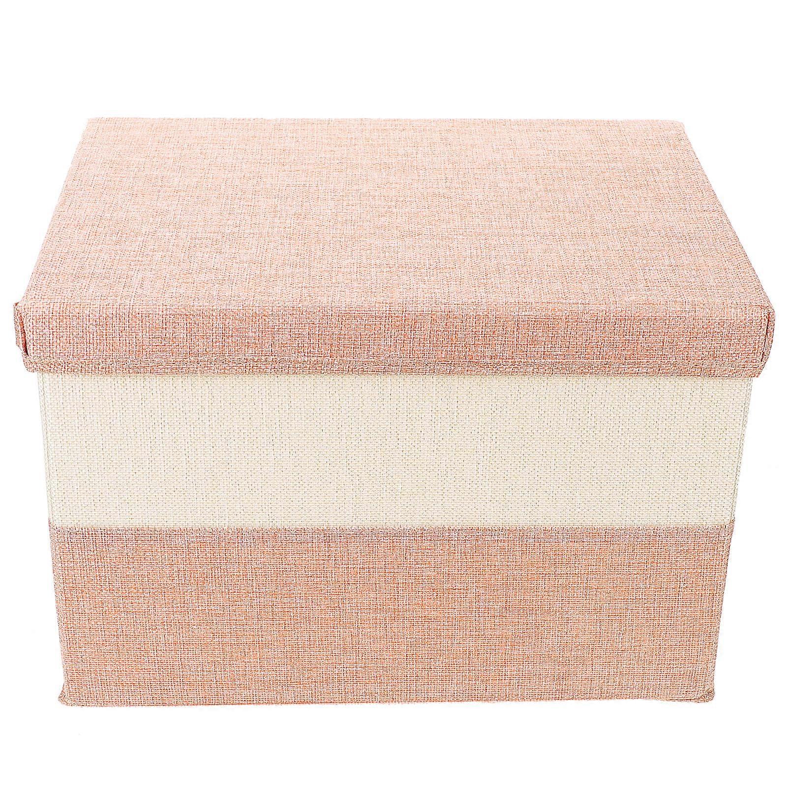 Storage Boxes for Lidded Wear-Resistant Break-Resistant Multi-Purpose Storage Basket Linen Pink 14.8X10.8X10.2in 1Set