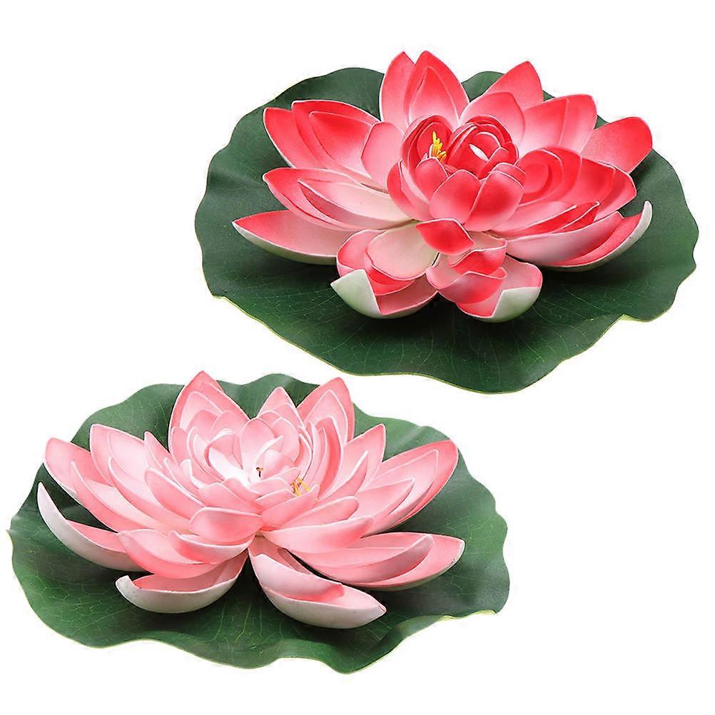 2pcs Artificial Lotus Flowers Bright Floating Decorations for Garden, Pool, Patio – Reusable Water Lily Pads Ornaments for Indoor and Outdoor Use