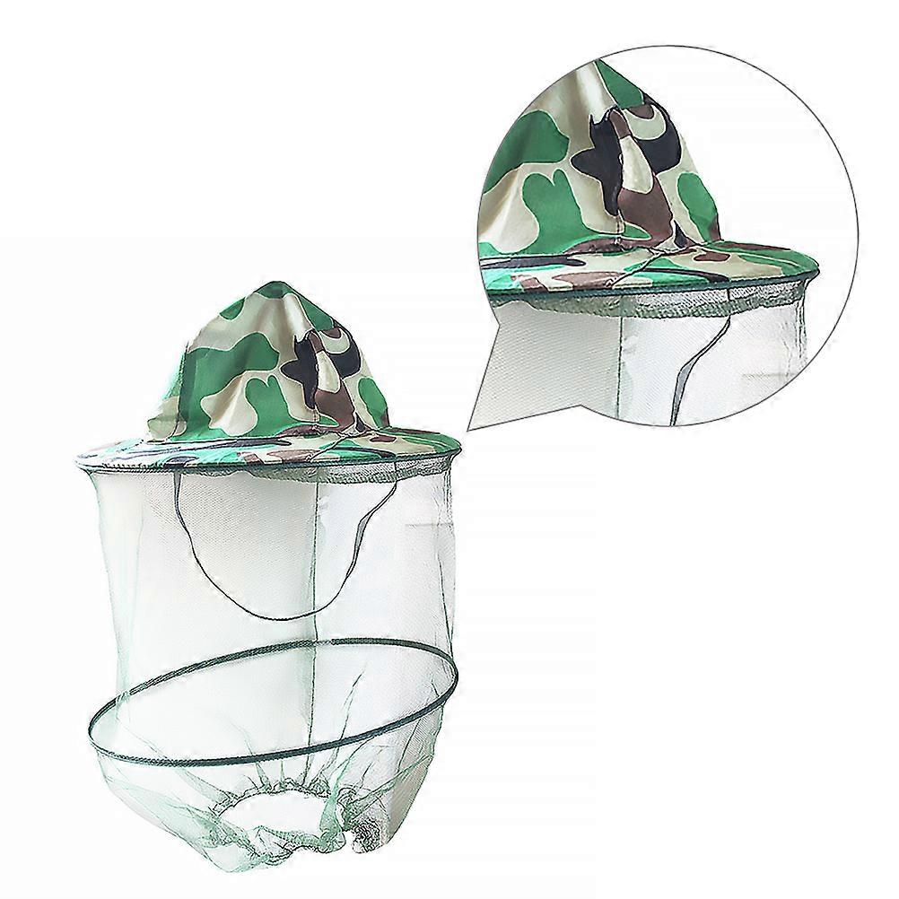 Camouflage Outdoor Mosquito Hat with Fine Mesh Face Netting, Breathable Insect Protection Cap for Hiking, Fishing, Camping, and Beekeeping
