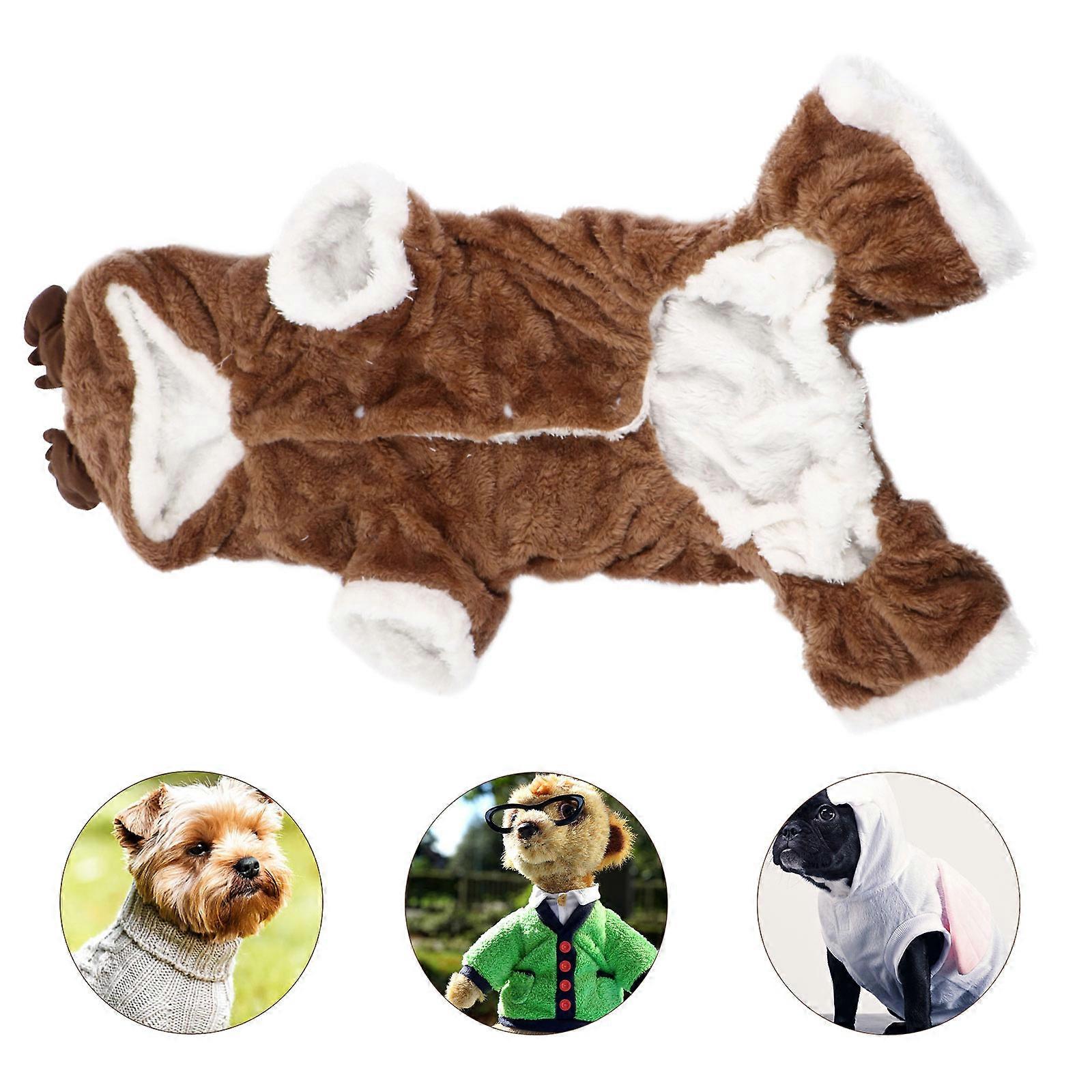 Pet Clothes Festive Atmosphere Coral Fleece Dog Costume for Christmas and Daily Life 1Set