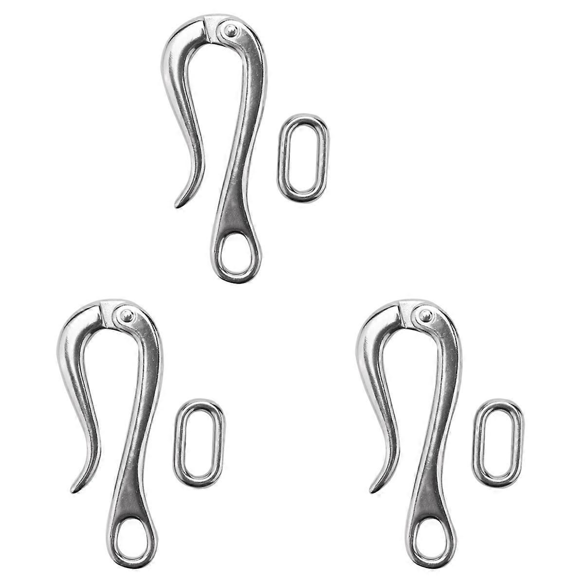 3pcs 100mm Pelican Hook & Eye with Quick Release Link Stainless Steel 316 Marine Boat Hardware