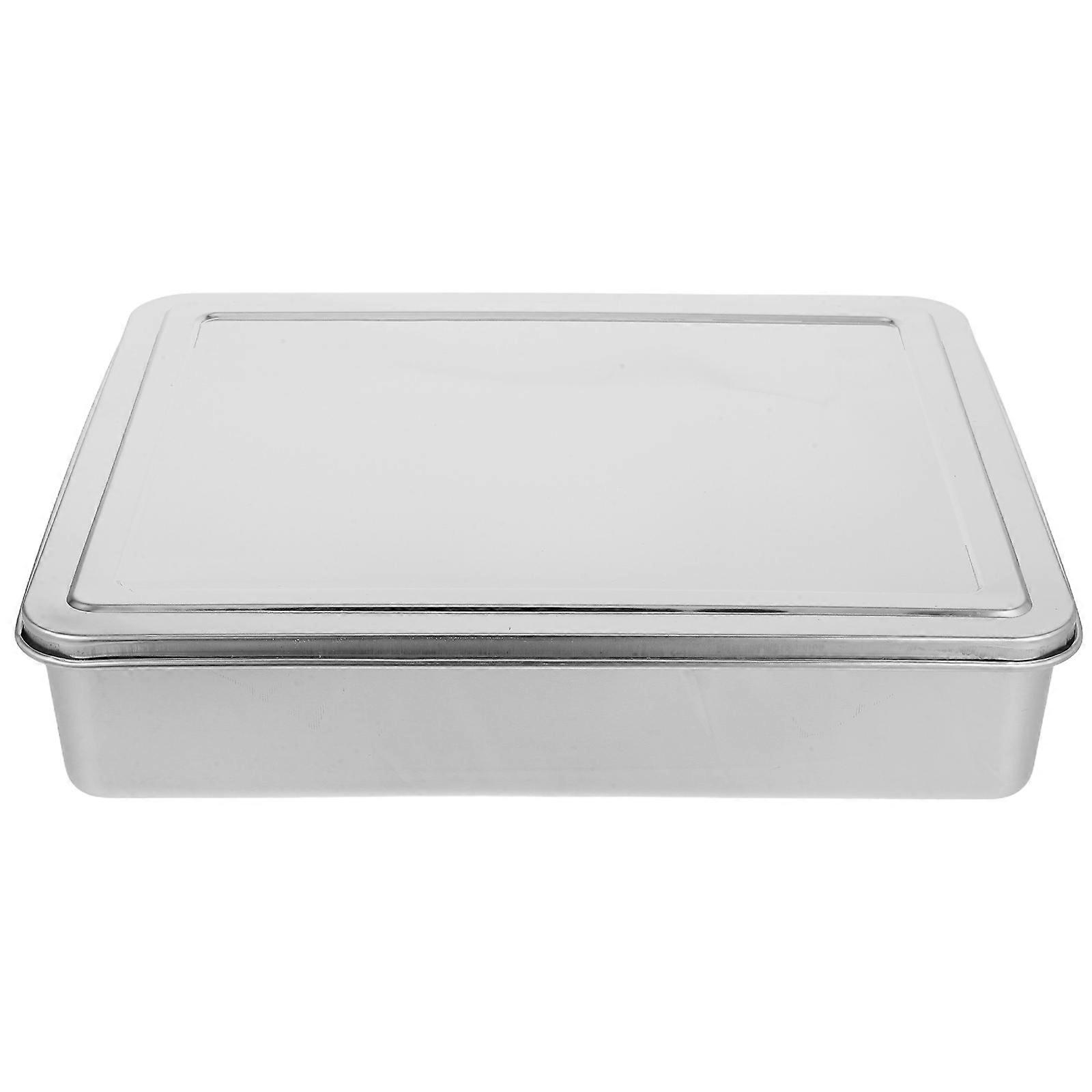 Stainless Steel Covered Cake Pan Nonstick Baking Container For Home Use Silver 34.00X29.50X6.90CM 1Pack