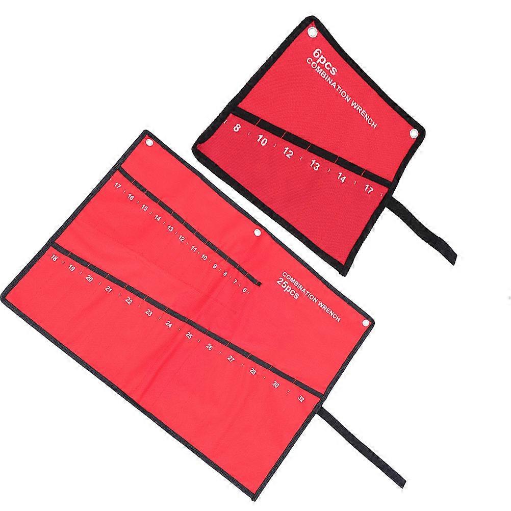 Wrench Organizer Bag Wrench Roll Up Bags Tool Storage For Diy Projects Red 67x47cm Rollable Design 2Pcs
