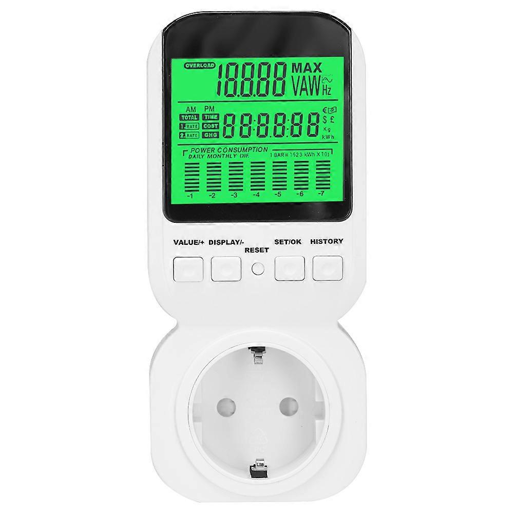 White Large Digital Display Power Measure Meter Smart Socket Outlet US Plug 110V/1800W
