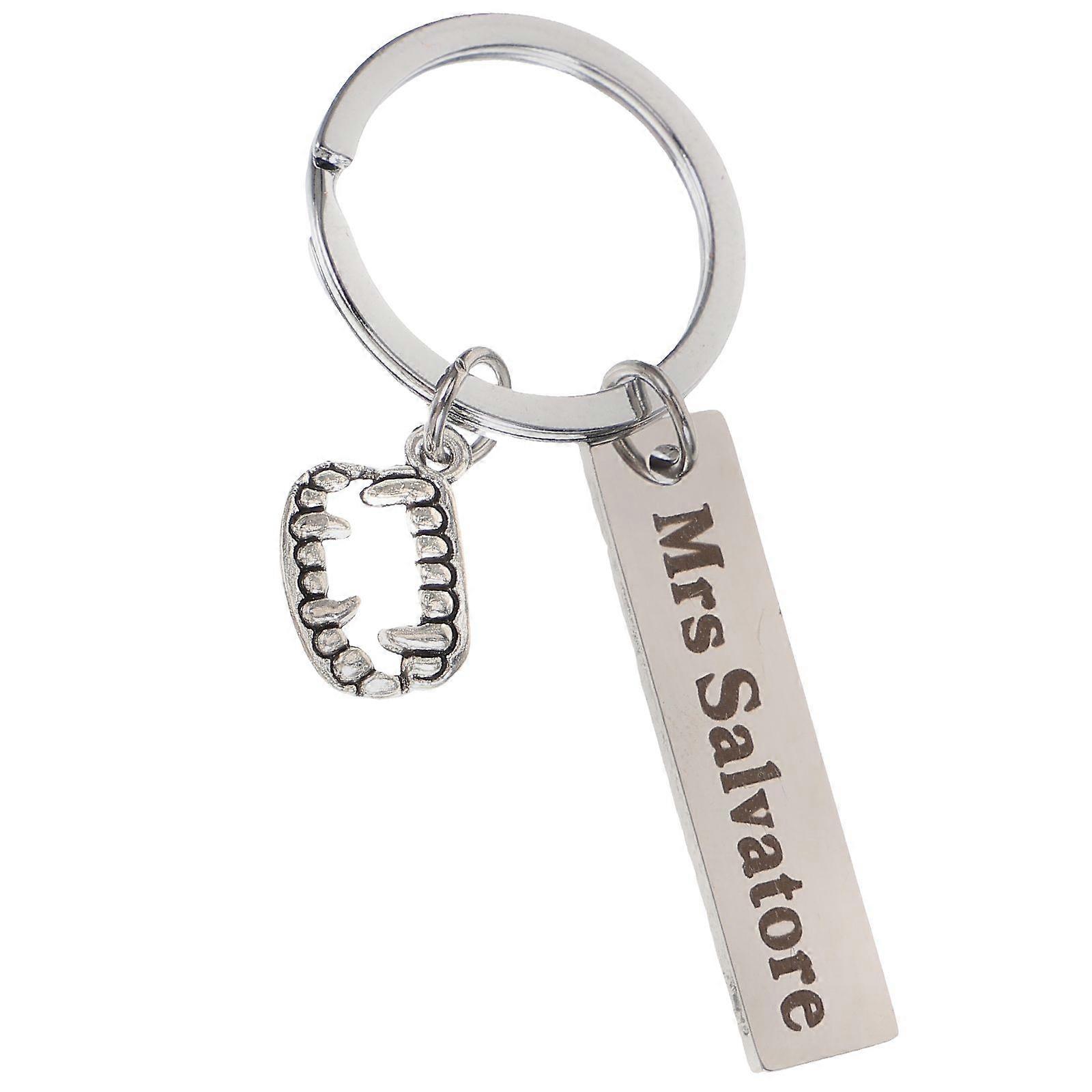 Stainless Steel Keychain Halloween Themed Keychain Vampire Tooth Pendant Keychain Hanging Decor