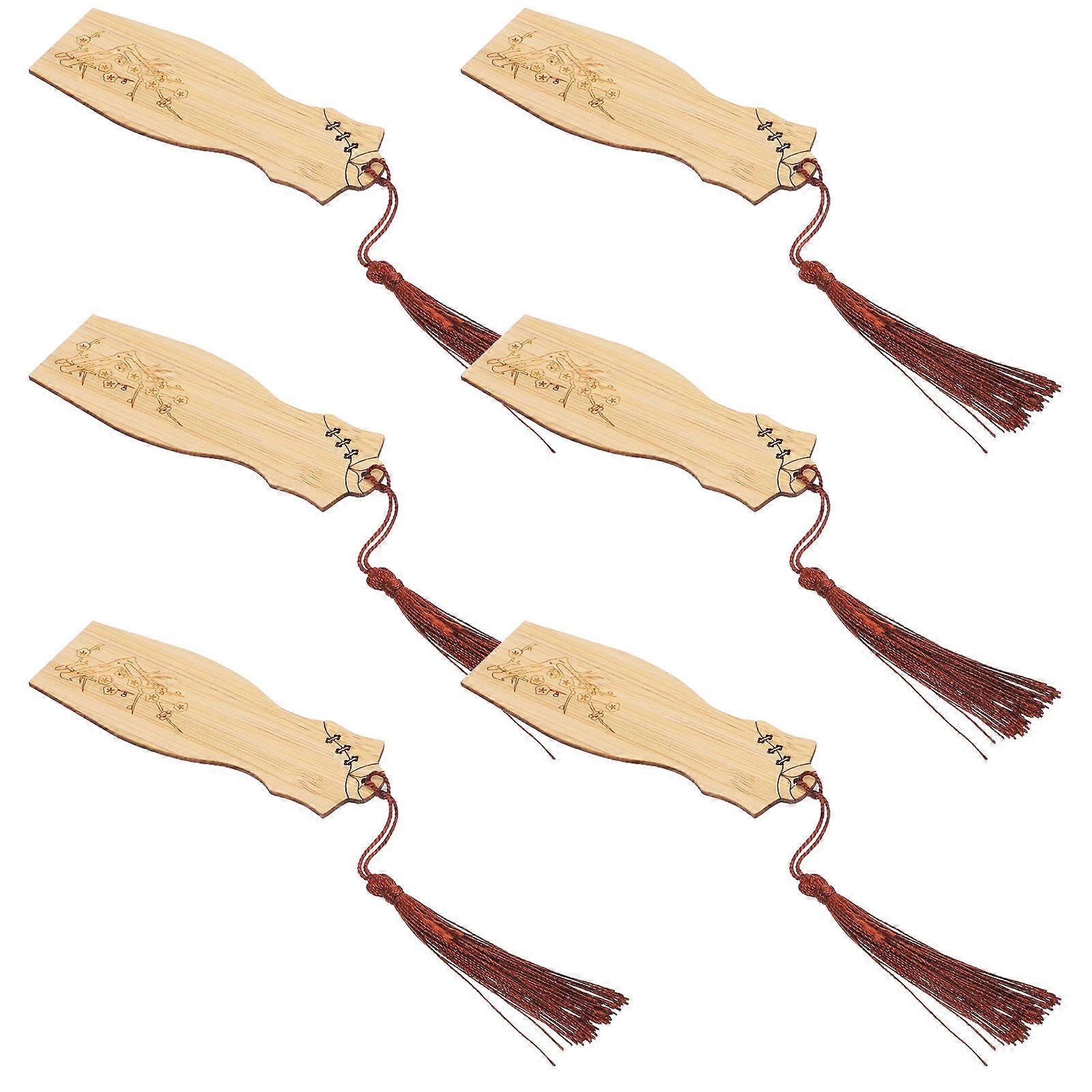 Marque-page créatif ensemble design style chinois aide à la lecture marron 6Pcs