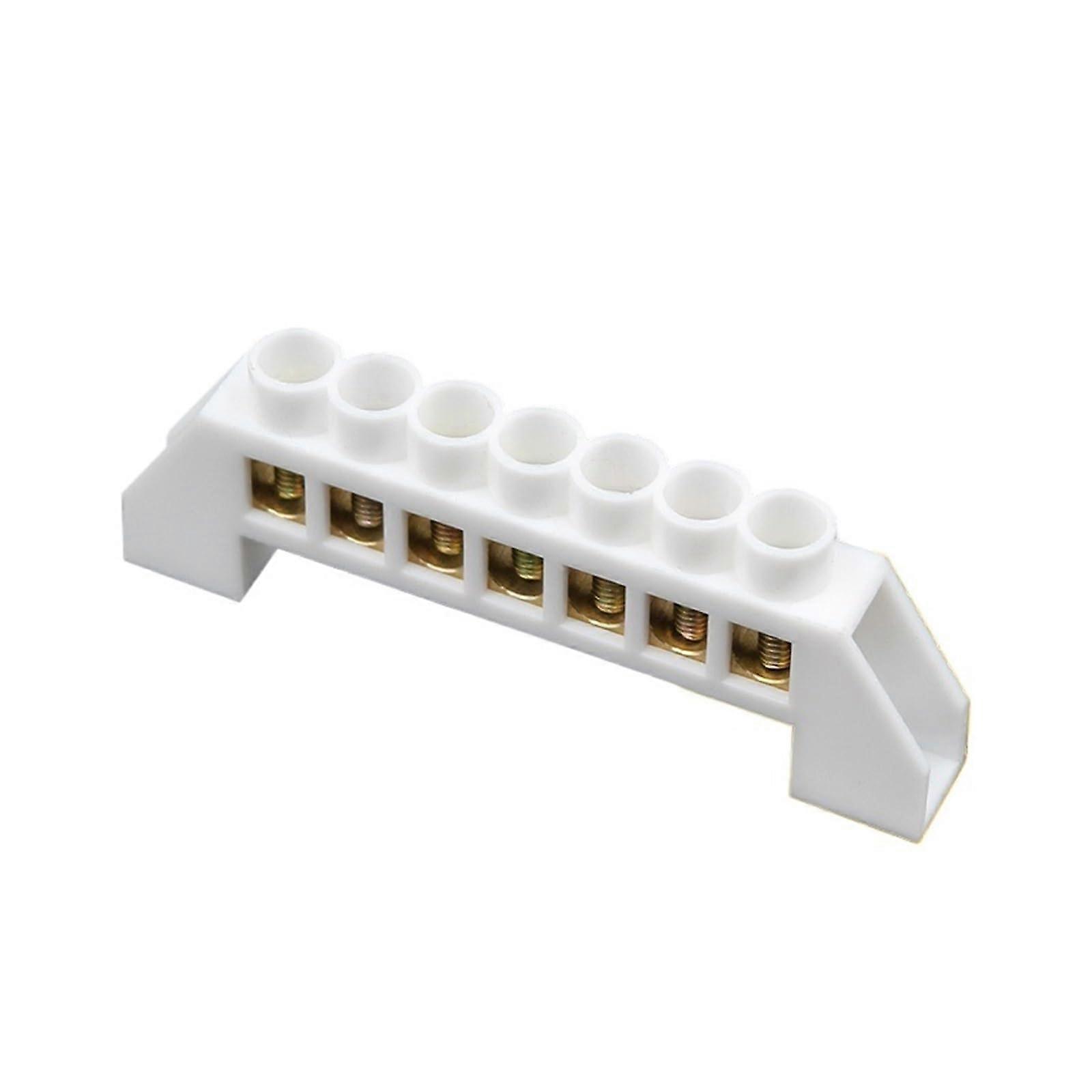 P164 White Zero Line 7 Position Copper Grounding Strip Terminal Block Connector for Electrical Distribution Cabinet