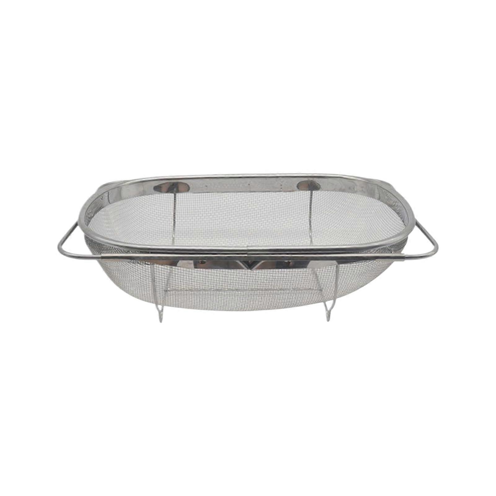 Sturdy and durable stainless steel filter basket with expandable rubber handle for kitchen sink, concave mesh, Style 2