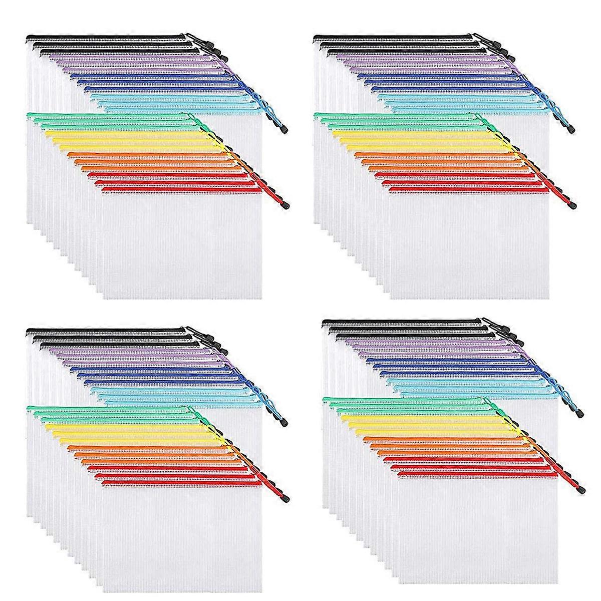 24Pcs Mesh Zipper Pouch Document Bag, Plastic File Folders, A4 Size