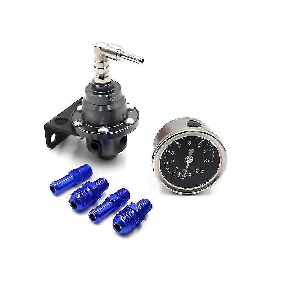 Adjustable Aluminum Fuel Pressure Regulator with Gauge Kit for Universal Fuel Supply Systems Applicable to Various Engines and Engine Parts