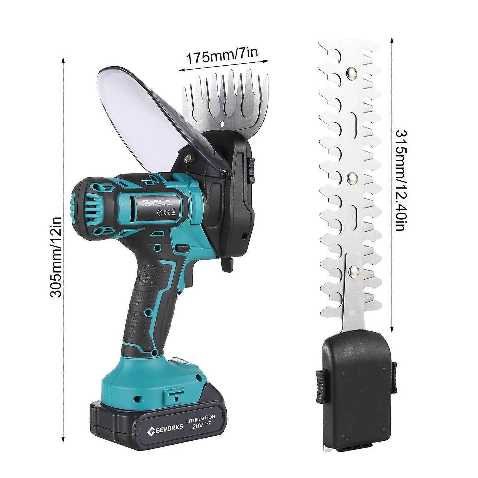 Tesoura de Grama Sem Fio 20V, Aparador de Grama Portátil, Aparadores de Grama Elétricos 2 em 1 & Aparadores de Sebes Elétricos Sem Fio para Jardinagem, com 2pcs 2000mAh Ba