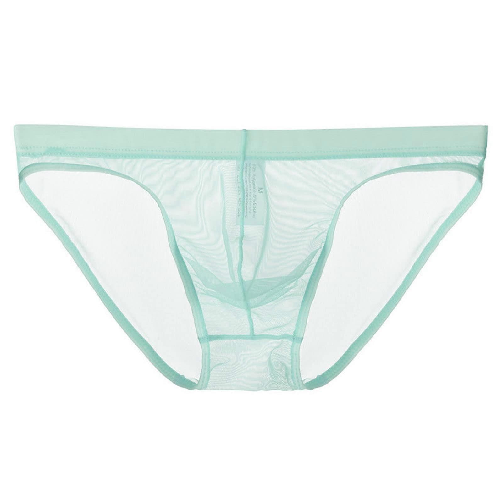 Herren-Slips Durchsichtig Mesh Sportslip Atmungsaktive Unterwäsche Sissy Dessous String Dünn Trunk Hellblau Größe L