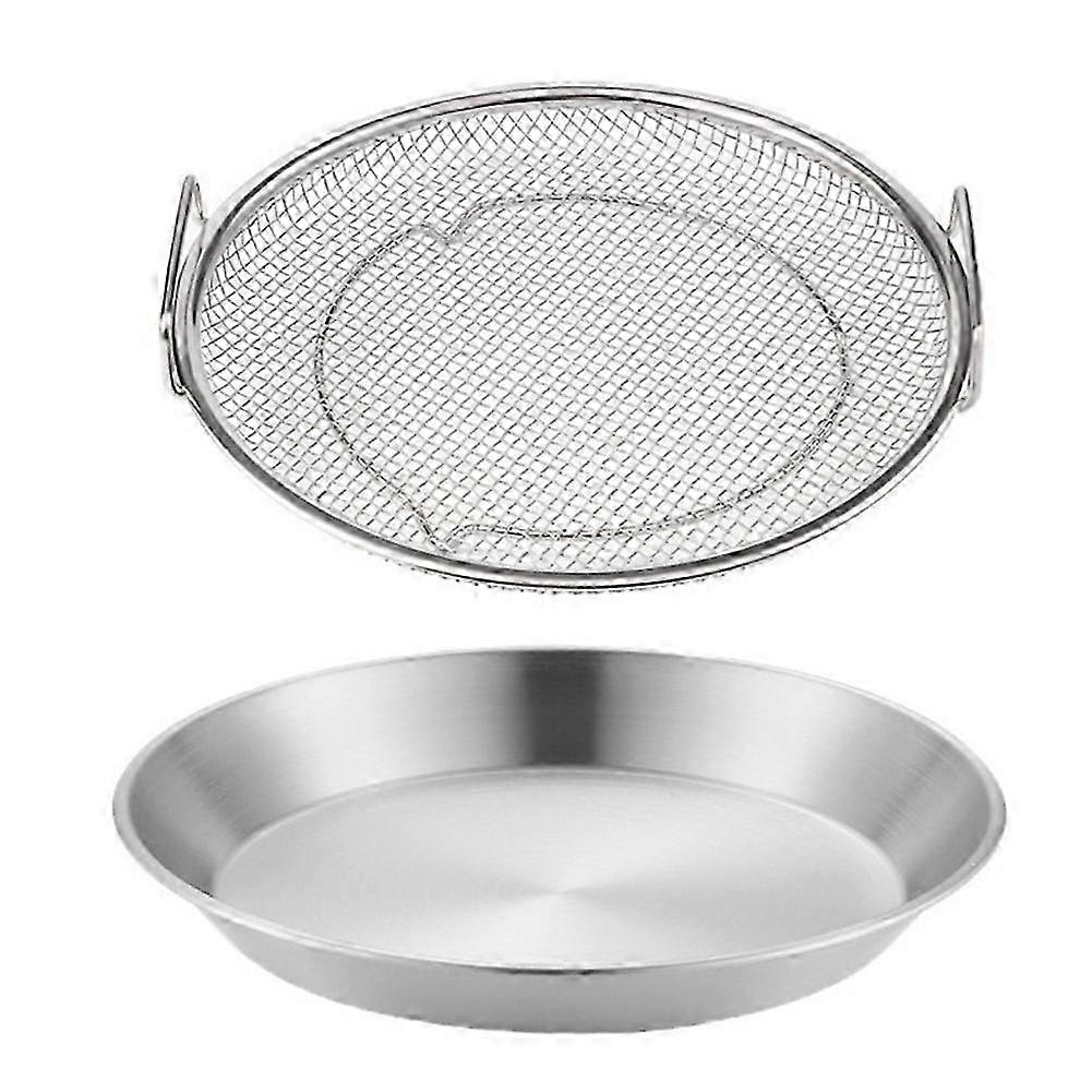 20cm Stainless Steel Frying Oil Filter Pan with Fine Mesh Filter Basket for Food Preparation