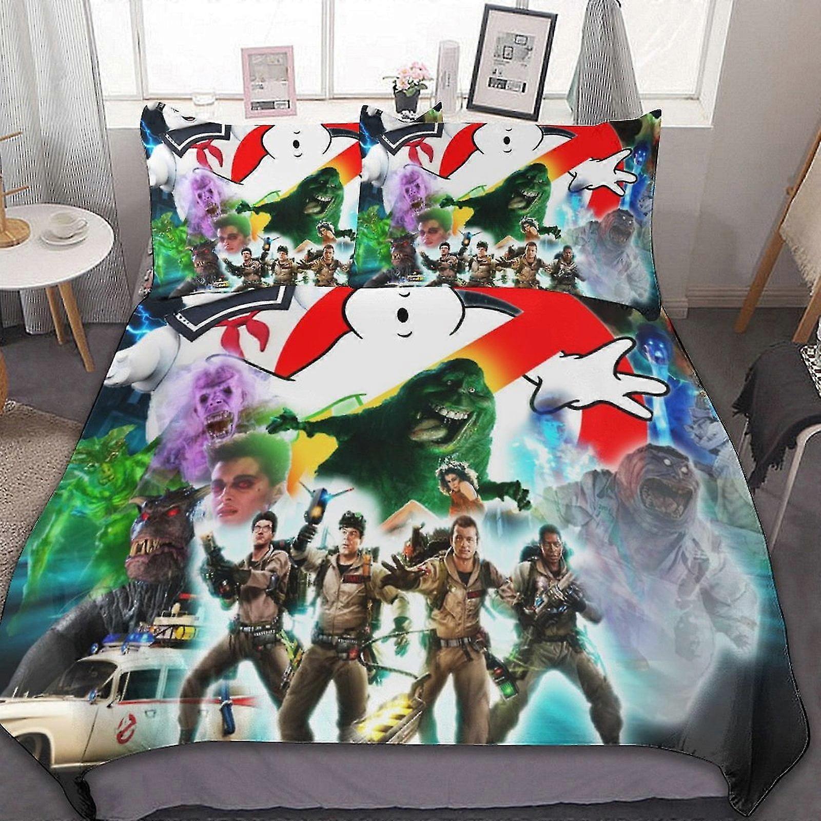 Ghostbusters Themed 3 Peças Conjuntos de Cama Conjuntos de Edredom Macio Decoração de Quarto Presentes Com 1 Capa de Edredom 2 Fronhas