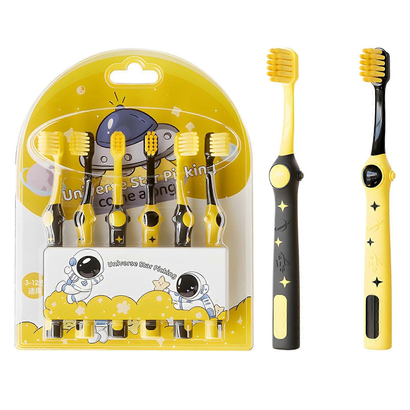 Astronaut toothbrushes for kids, soft bristles, gentle, BPA, suitable for daily use, travel, school, university, 6 pieces.