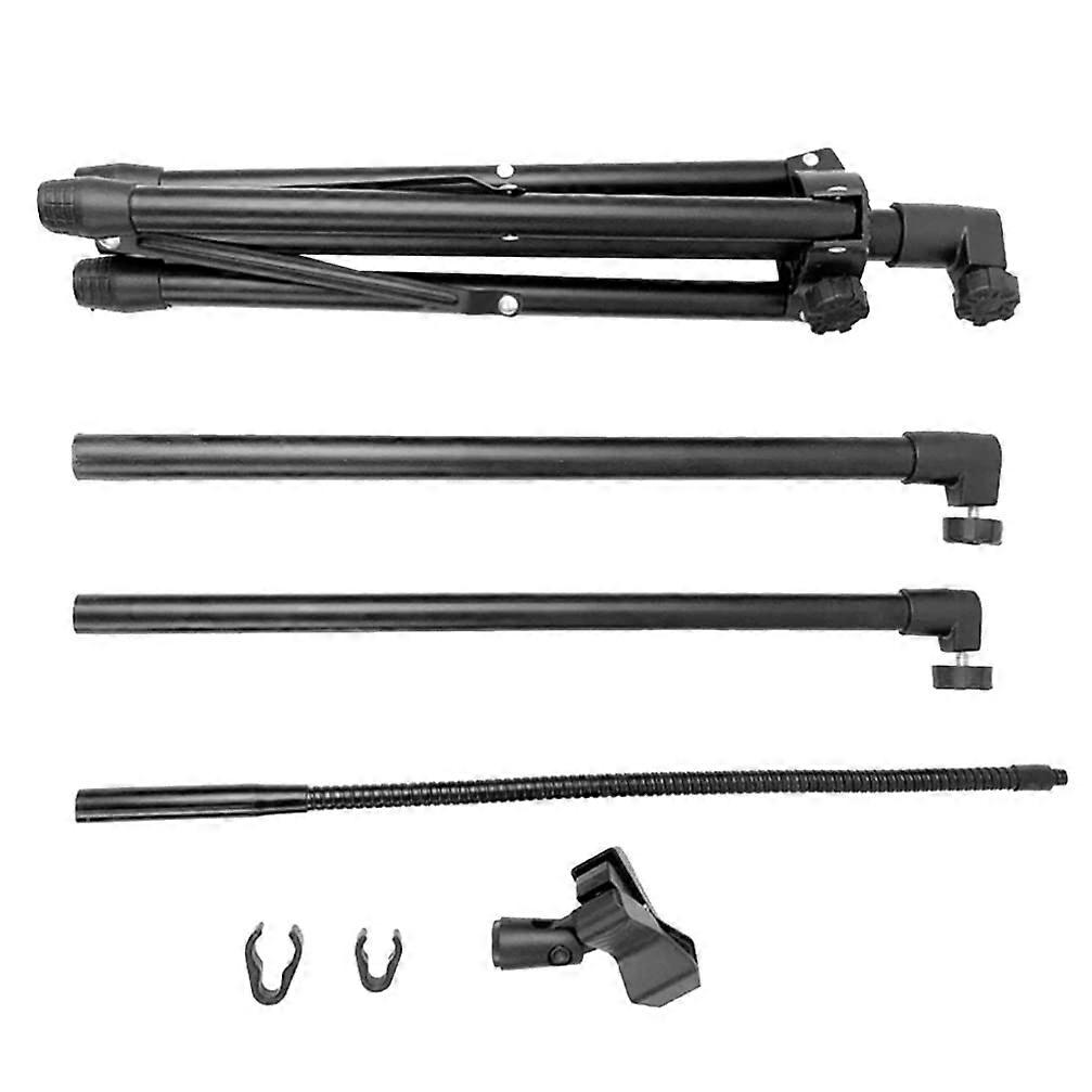 Tripod Microphone Stand with Boom Arm, Adjustable Floor Mount, Sturdy Metal Design for Vocals and Stage Performance, Black