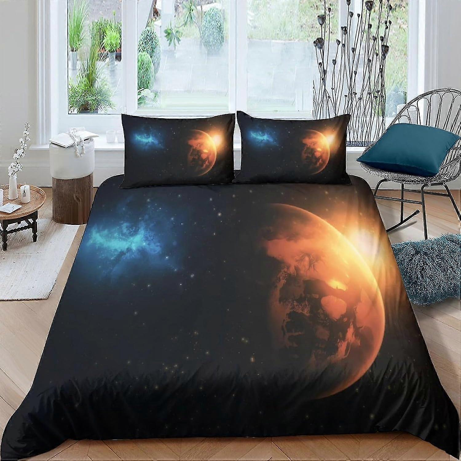 Cosmic Duvet Cover Bedding Set, 3D Duvet Cover with Pillowcases, Suitable for Soft Microfiber Quilt Cover with Zipper Closure, 3 Piece Set K