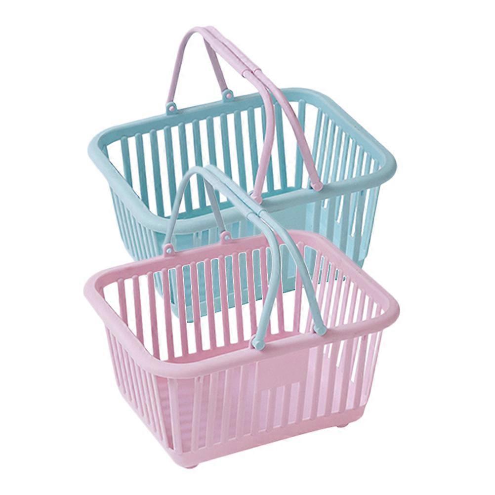 Plastic Shower Baskets Compact Storage Containers for Bathroom and Kitchen Organization, 2pcs Set with Handles