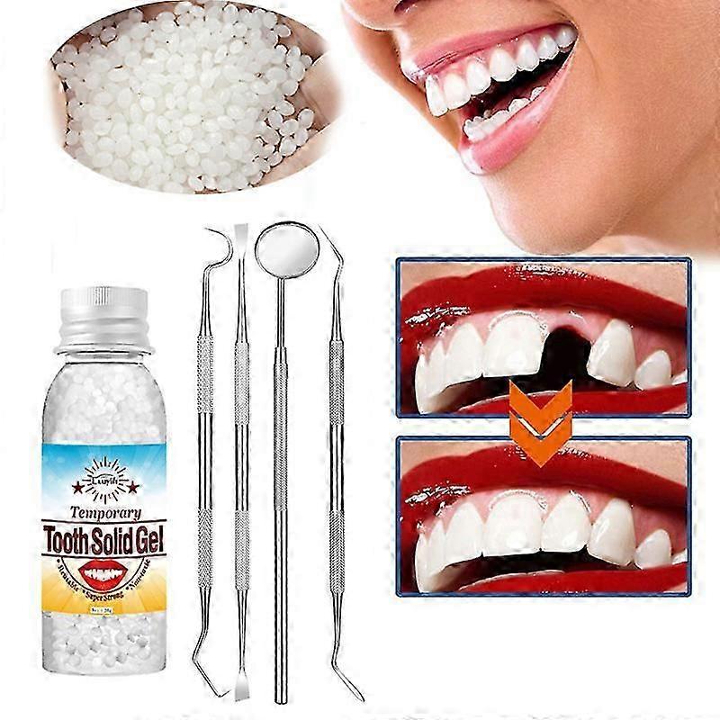 牙齿修复套件,可塑性牙齿填充修复套件,用于修复缺失和损坏的替换件的牙齿护理套件,假牙在家DIY。
