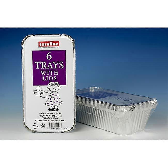 Caroline Foil Trays & Lids 23oz / 93 x 184 x 49mm 6pk 1002
