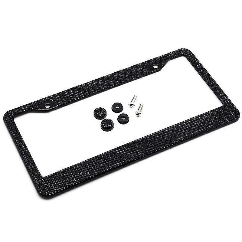 US License Plate Frame Round Hole Black Diamond