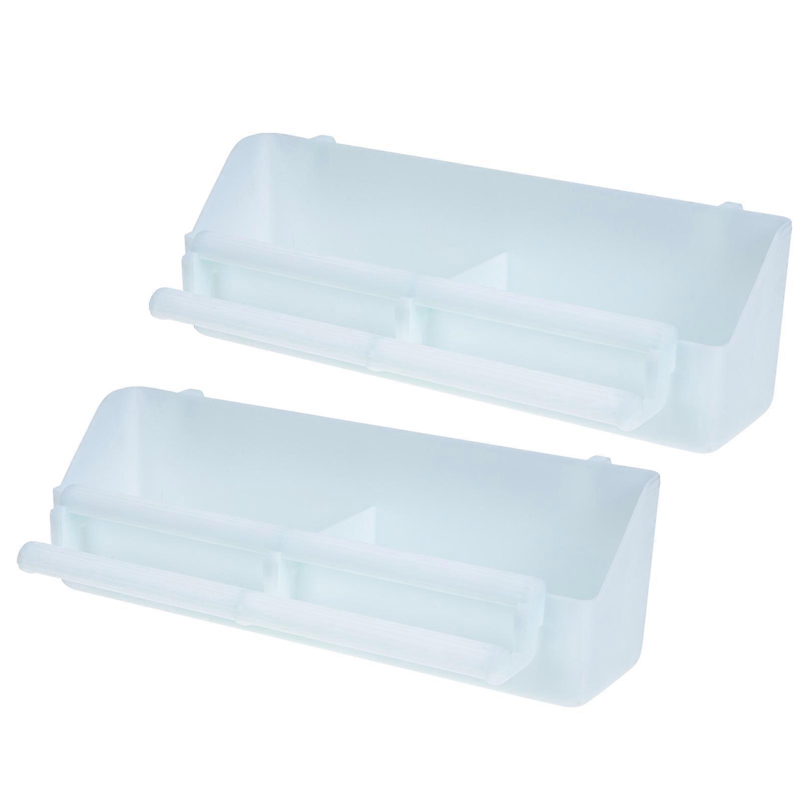 Bird Feeding Tool Rectangular Shape Simple Plastic Large Capacity Pet Bird Feeder White 8.25x3.54x2.55in 2Pcs