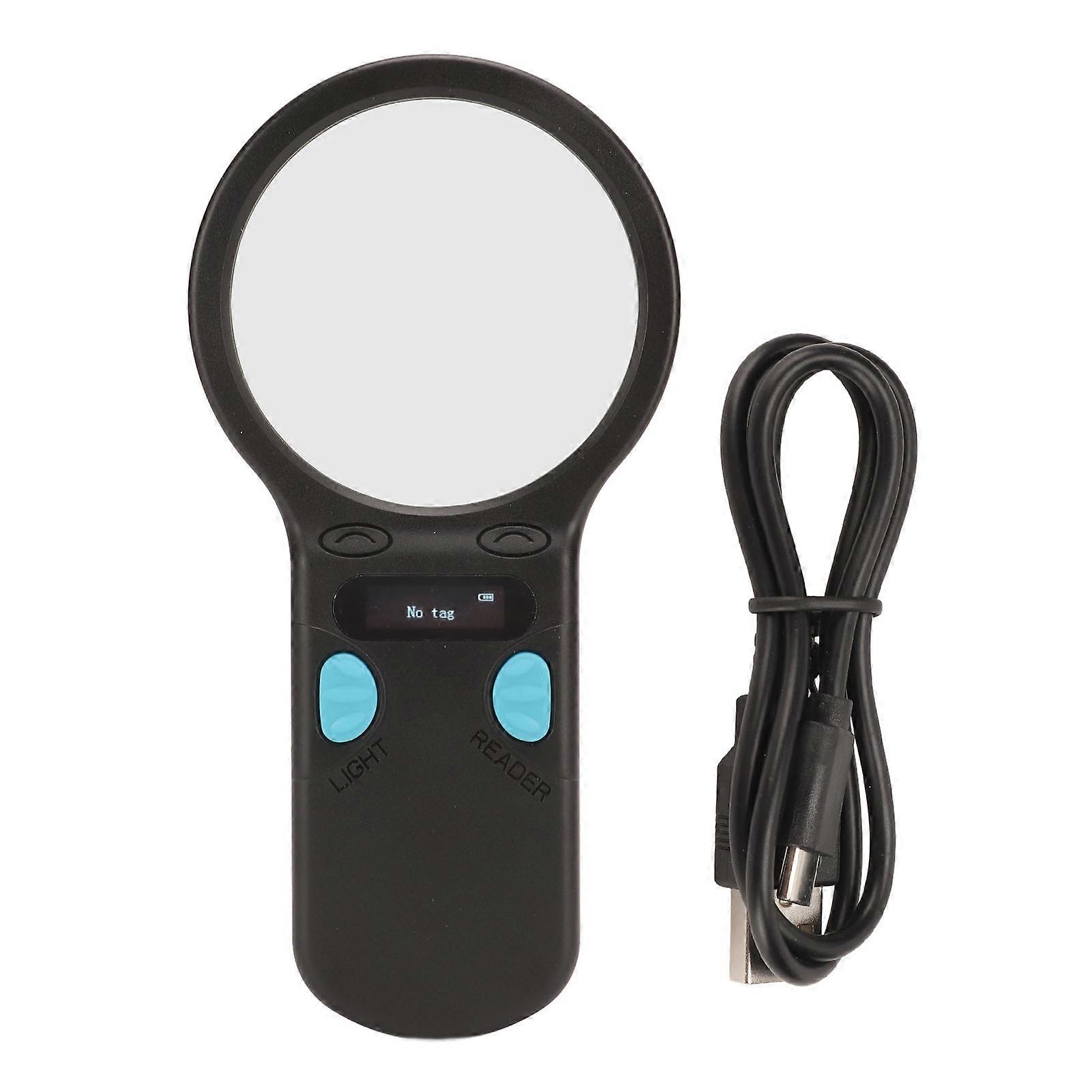 Microchip Black Portable Handheld OLED Display Pet ID Scanner 134.2Khz 125Khz RFID Animal Tag Reader