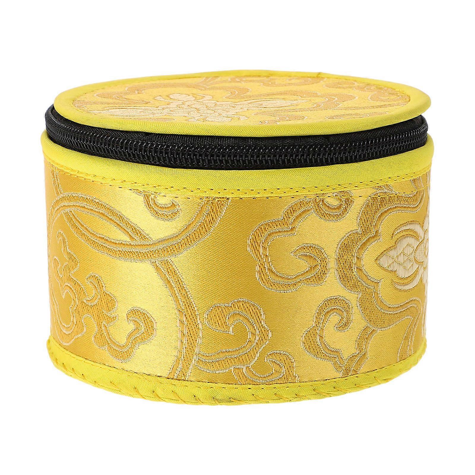 Portable Singing Bowl Accessories Bag for Cultural Enthusiasts Sound Bowl Storage Compact Yellow 13.00X13.00X8.00CM Protective Case 1 Set