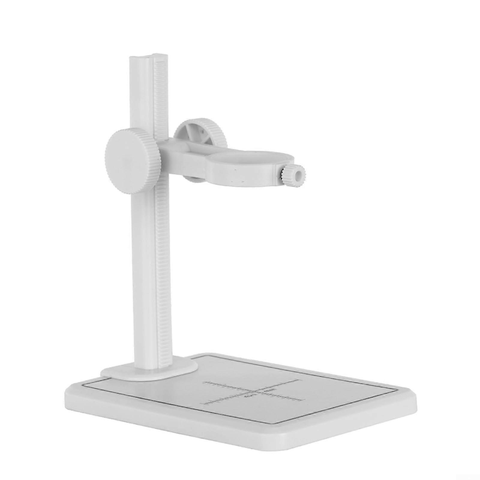 Adjustable Microscope Stand With Round Clamp For Digital Microscopes, Non-Slip Base, Height Control, White