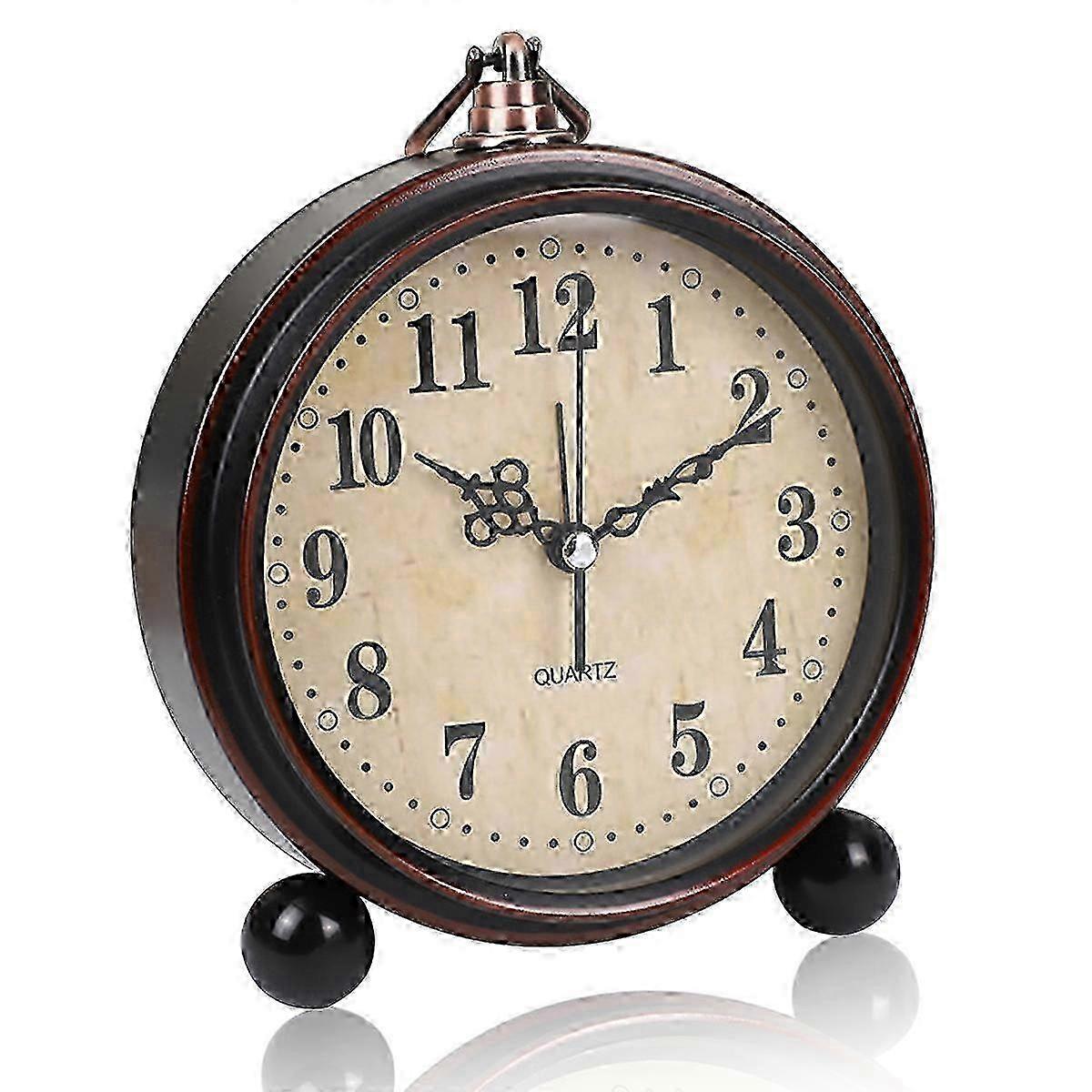 Réveil analogique rétro silencieux - Design vintage Fonctionne sur batterie avec un fonctionnement simple, sans tic-tac pour un sommeil paisible