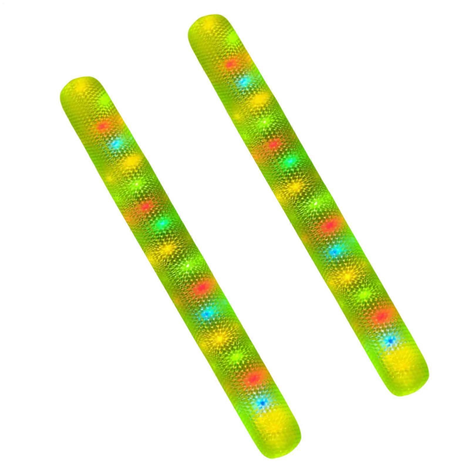 Inflatable Pool Noodles for Adults, 2Pack with Builtin LED Lights, Green