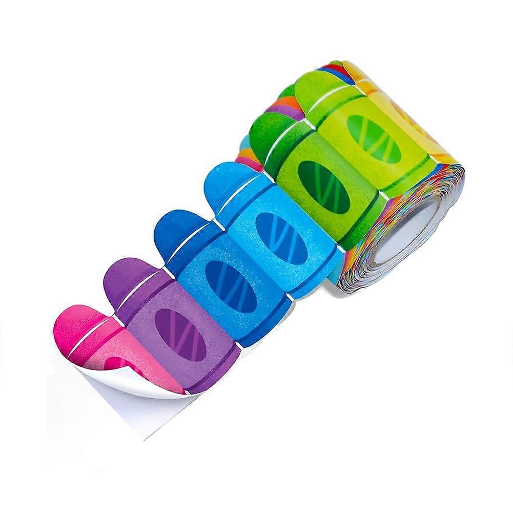 1 roll of 59footlong selfadhesive bulletin board borders, rolled border stickers with colored pencil pattern for classroom decoration.
