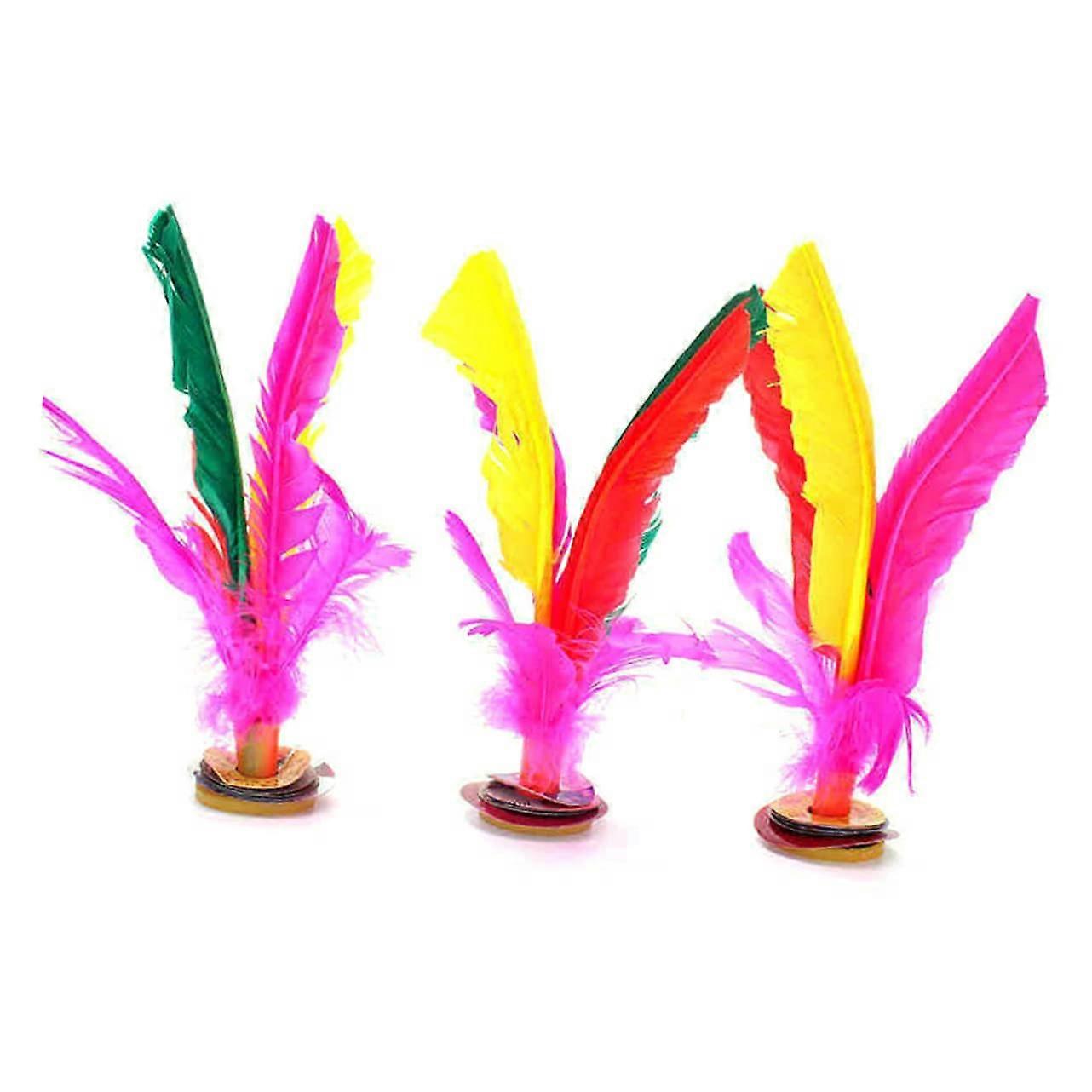 Shuttlecock 6-Piece Feather Badminton Set With Rubber Feet Jianzi Style Random Color