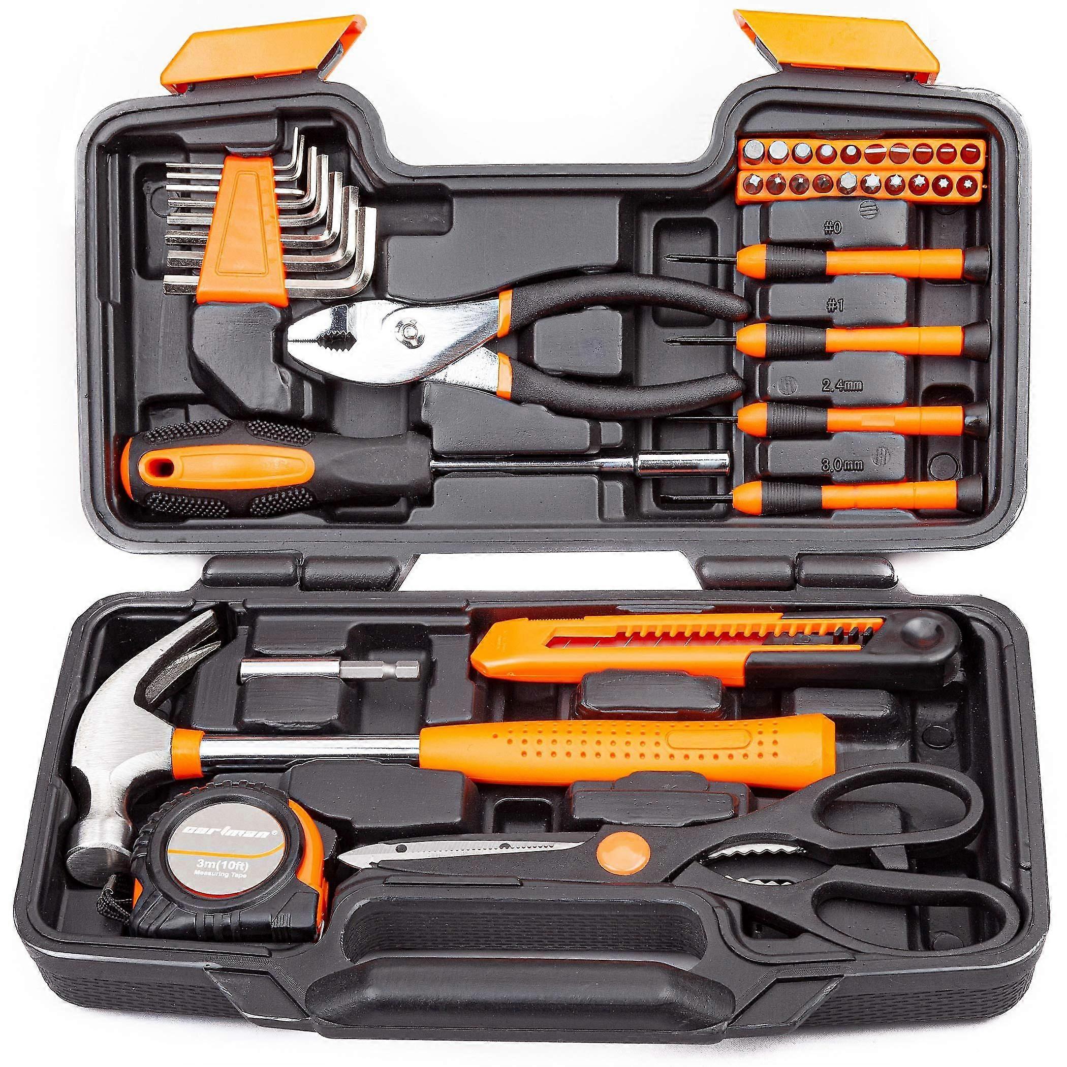 39 Piece Tool Set General Household Hand Kit with Plastic Toolbox Storage Case Orange